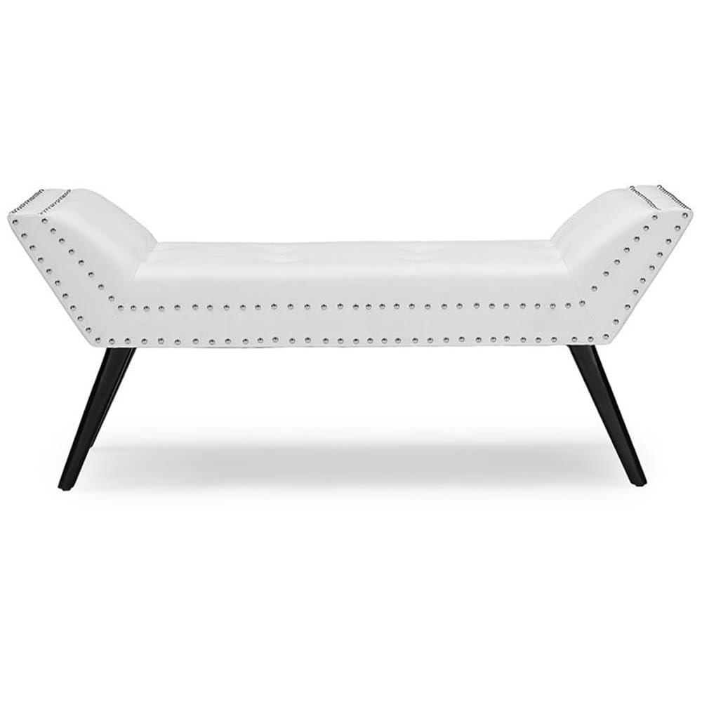 Tamblin Modern And Contemporary Faux Leather Upholstered Large Ottoman Seating Bench - White - Baxton Studio