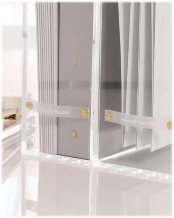 RUSSELL + HAZEL Acrylic File Box Slim: Clear Desk Organizer, Office Supplies, File Holder, 10" H x 12.25" D x 4.5" W