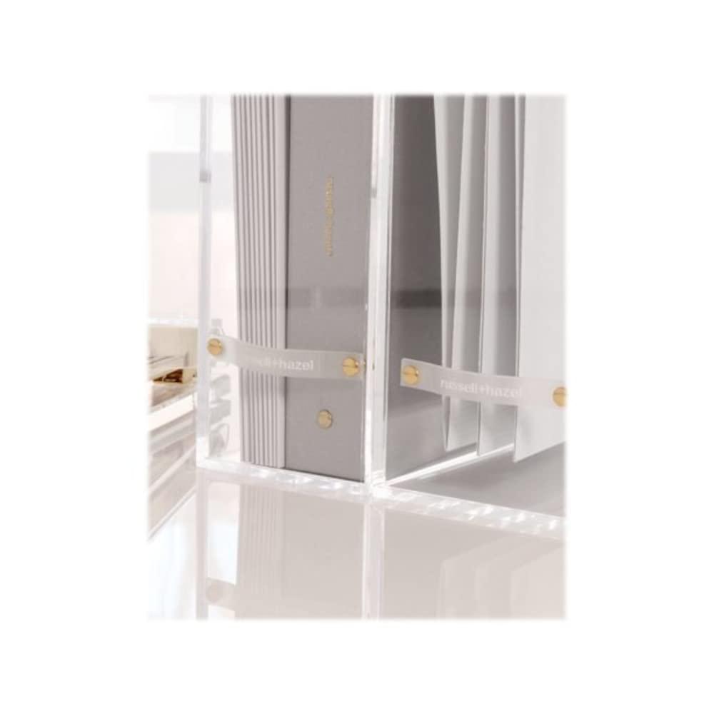 RUSSELL + HAZEL Acrylic File Box Slim: Clear Desk Organizer, Office Supplies, File Holder, 10" H x 12.25" D x 4.5" W
