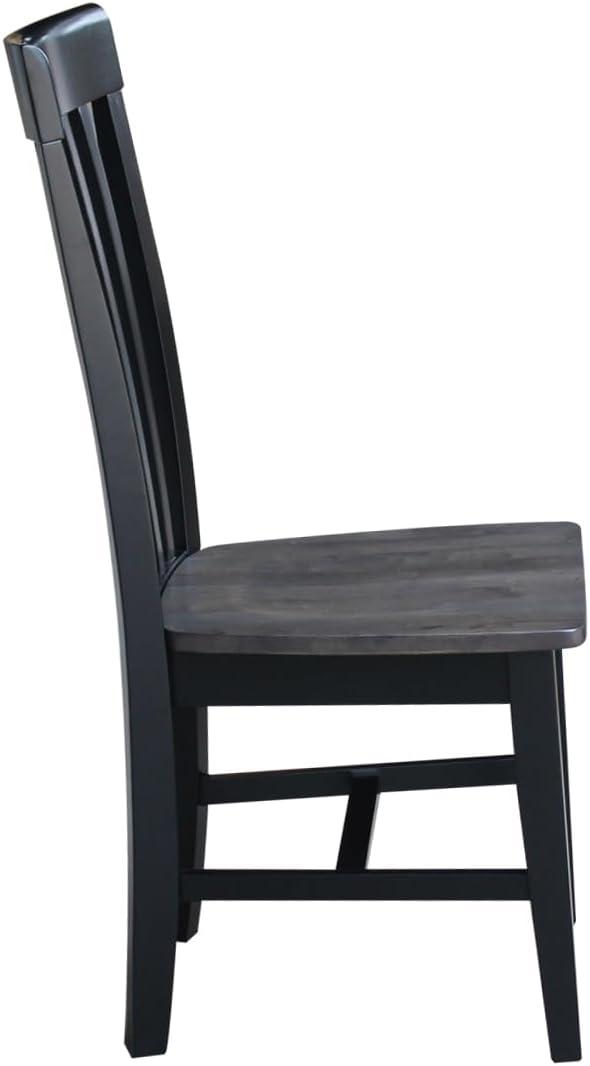 Cosmo High Slat-Back Solid Wood Side Chair in Coal Black