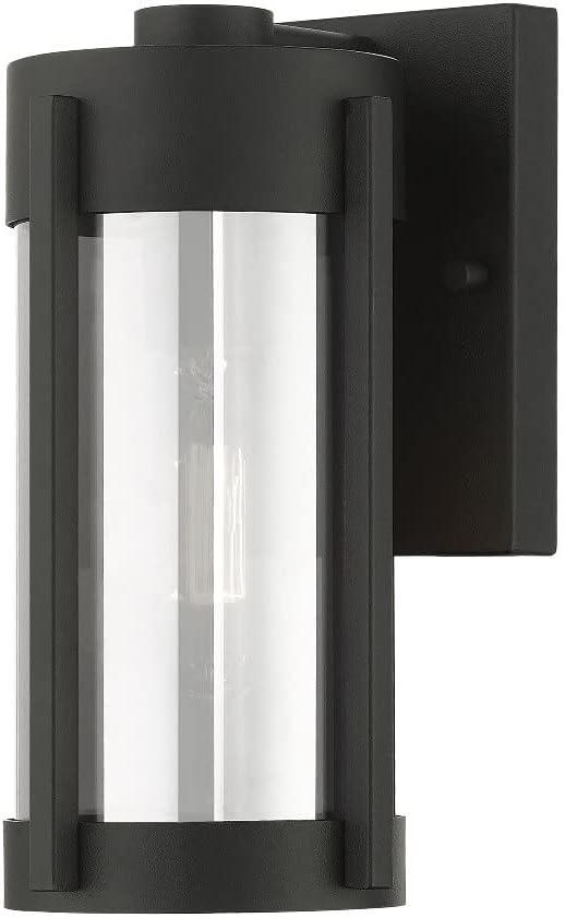 22380-04-Livex Lighting-Sheridan - One Light Outdoor Wall Lantern Black/Brushed Nickel Finish with