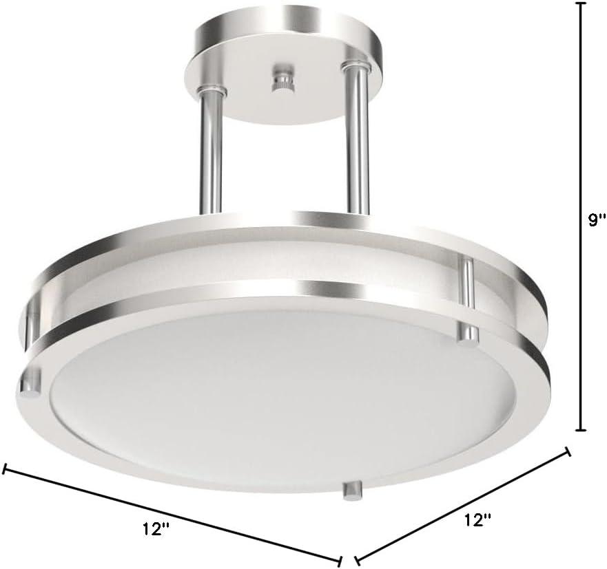12" LED Semi Flush Mount Ceiling Fixture, Brushed Nickel