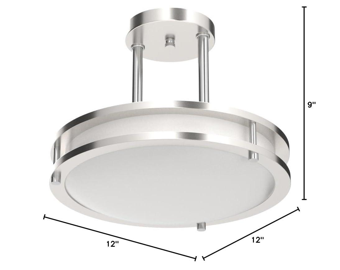 12" LED Semi Flush Mount Ceiling Fixture, Brushed Nickel