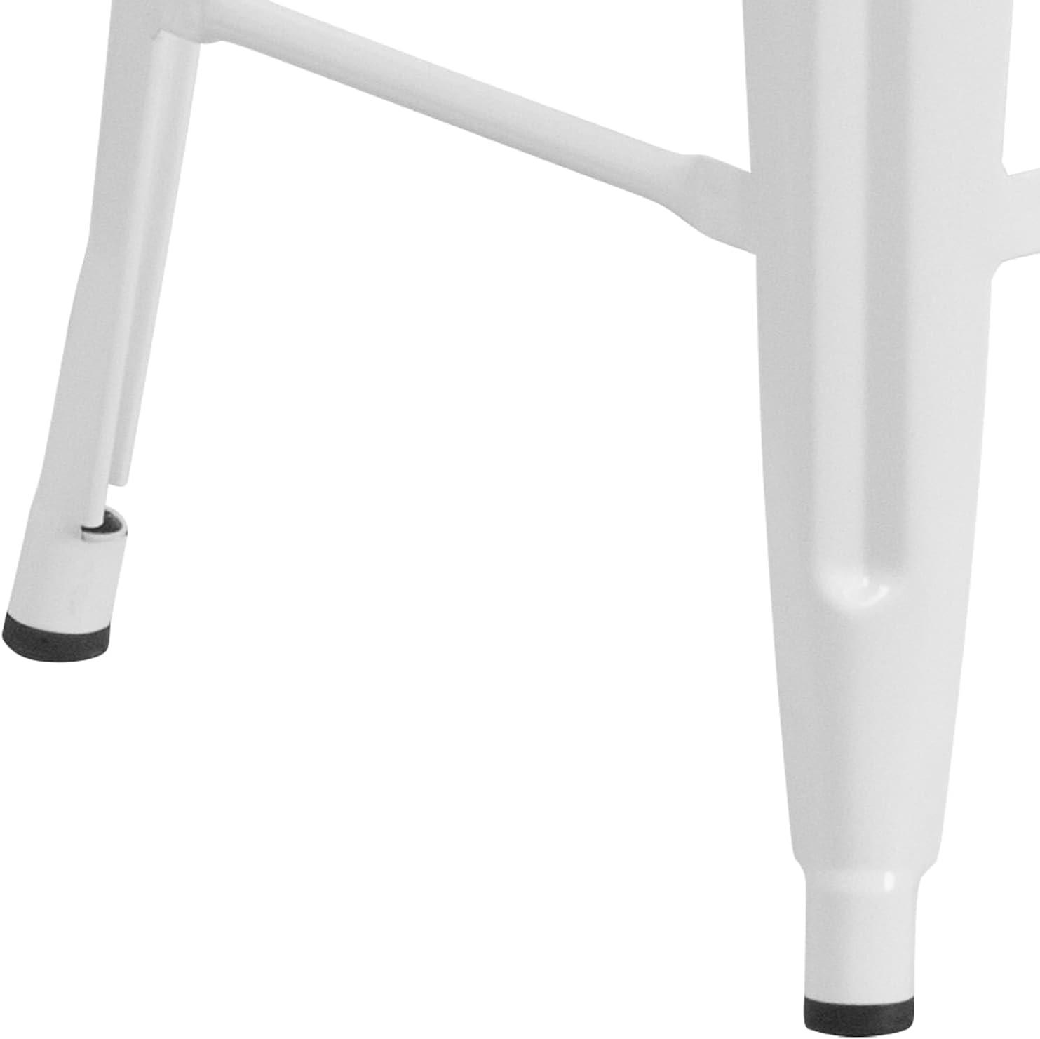 Flash Furniture Margherite 30" High Backless Metal Barstool with Square Wood Seat