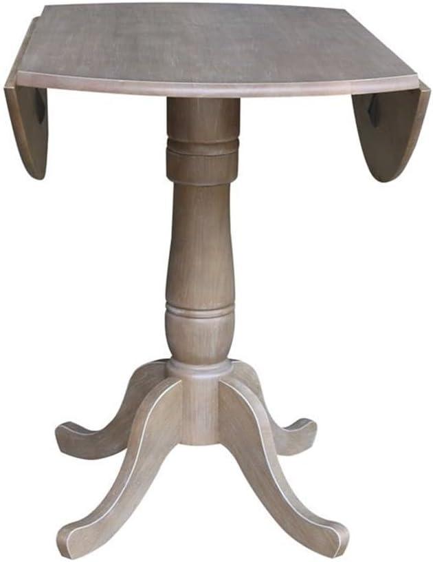 42" Round Dual Drop Leaf Pedestal Table - 35.5"H