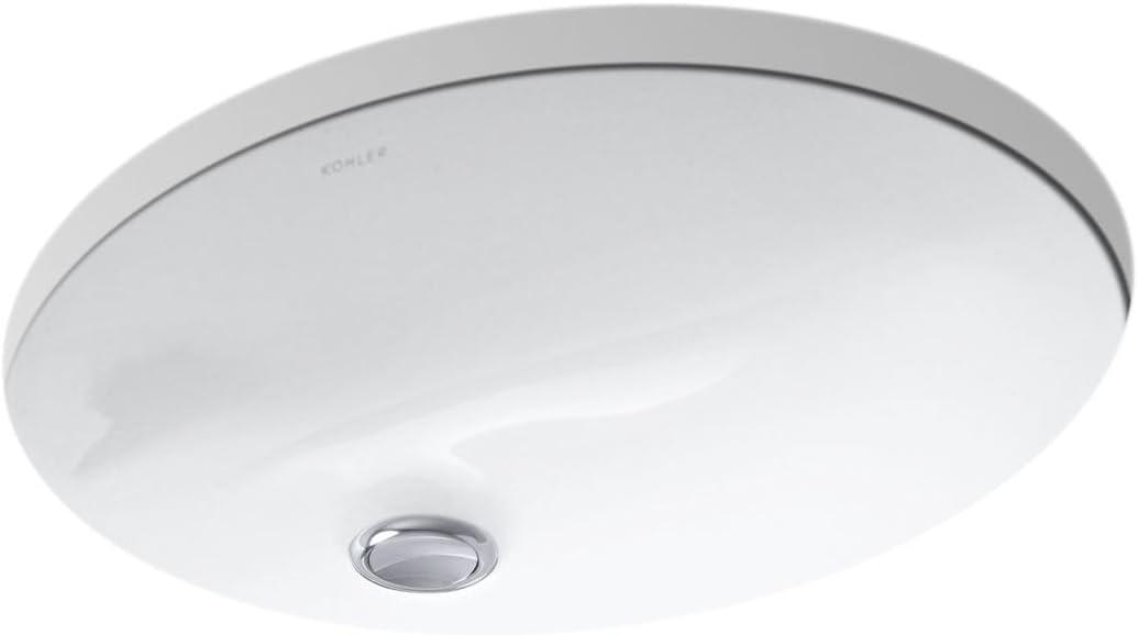 White Ceramic Oval Undermount Bathroom Sink