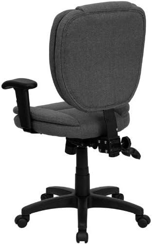 Flash Furniture Mid-Back Gray Fabric Multifunction Swivel Ergonomic Task Office Chair with Pillow Top Cushioning and Arms