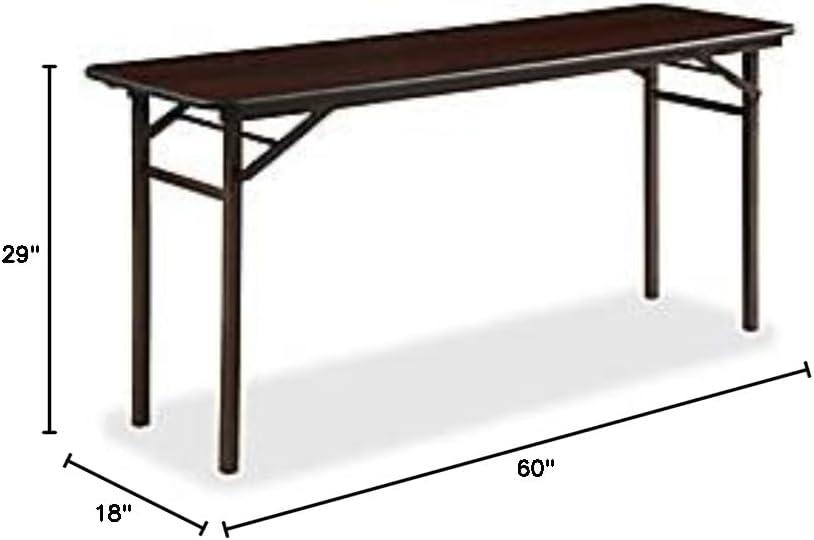 Mahogany and Steel Folding Banquet Table with Melamine Top