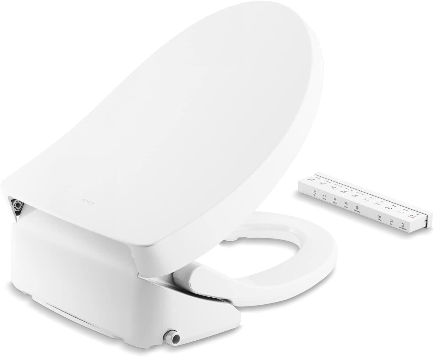 White Elongated Bidet Toilet Seat with Remote Control