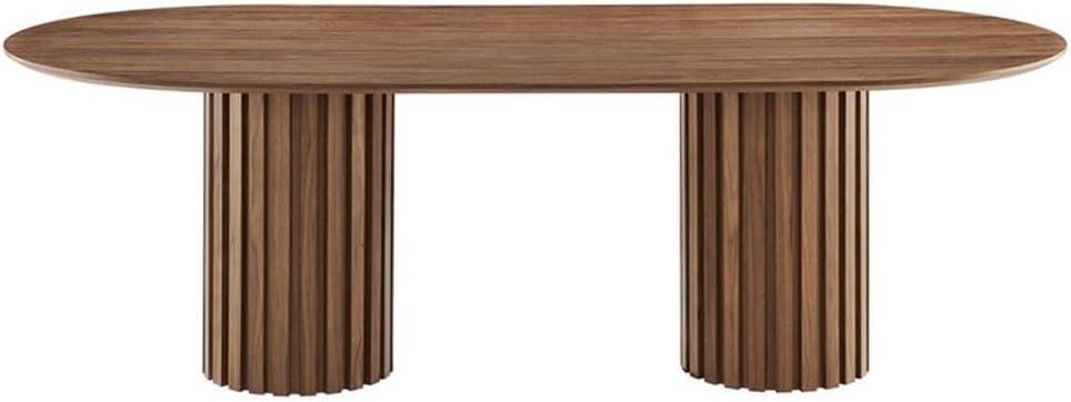 Oval Wooden Dining Table, Modern Walnut Wood Table, 95" Long