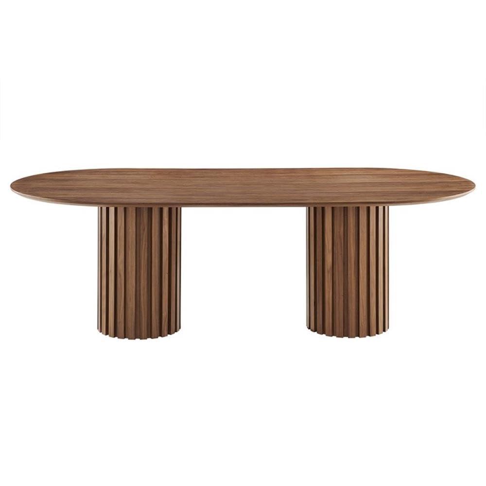 Oval Wooden Dining Table, Modern Walnut Wood Table, 95" Long