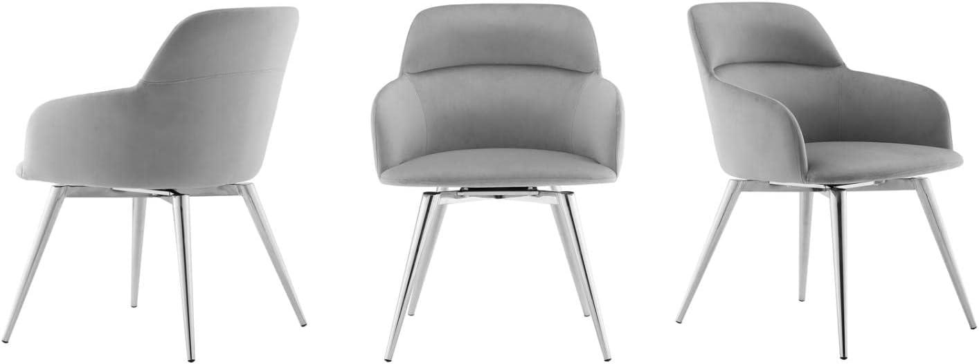 Casabianca Home Pirouette 180 swivel dining chair in gray velvet.