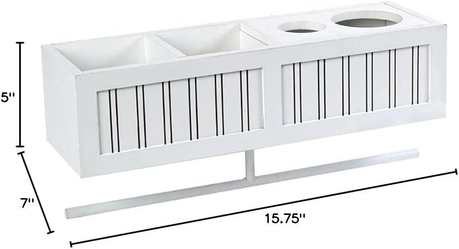 White MDF Floating Wall Shelf with Towel Bar