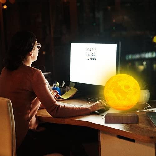 VGAzer Moon Lamp 3D Printing Magnetic Levitating Moon Light Lamps for Home、Office Decor, Creative Gift-6 Inch,Has 16 Colors 20 Modes