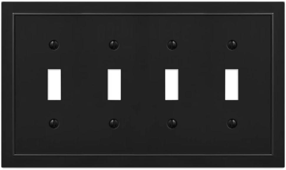 Amerelle 57T4BK Bethany Wallplate, 4 Toggle, Cast Metal, Black 1-Pack