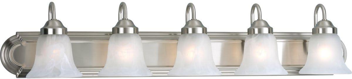 Progress Lighting Builder 5-Light Bath Bracket, Brushed Nickel, Alabaster Glass