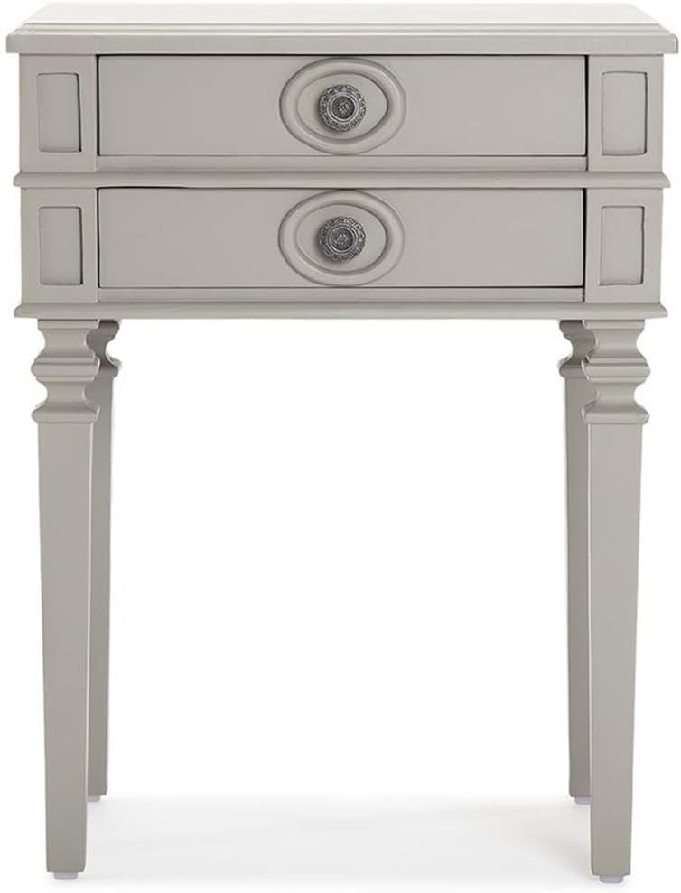 Irving Side Table with 2 Drawers Gray - Finch: Sturdy Wooden End, No Assembly Required