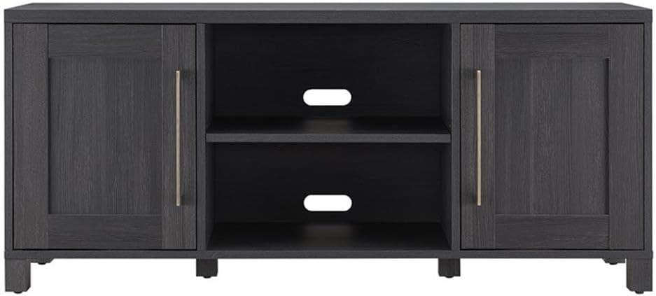 Charcoal Gray 58" Transitional TV Stand with Cabinet Storage