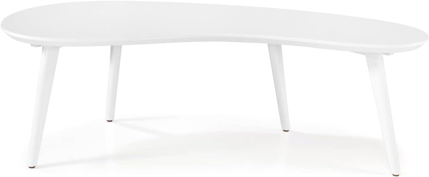 Camaflexi Mid Century Modern Coffee Table Small Tabletop Wood Coffee Desk, White