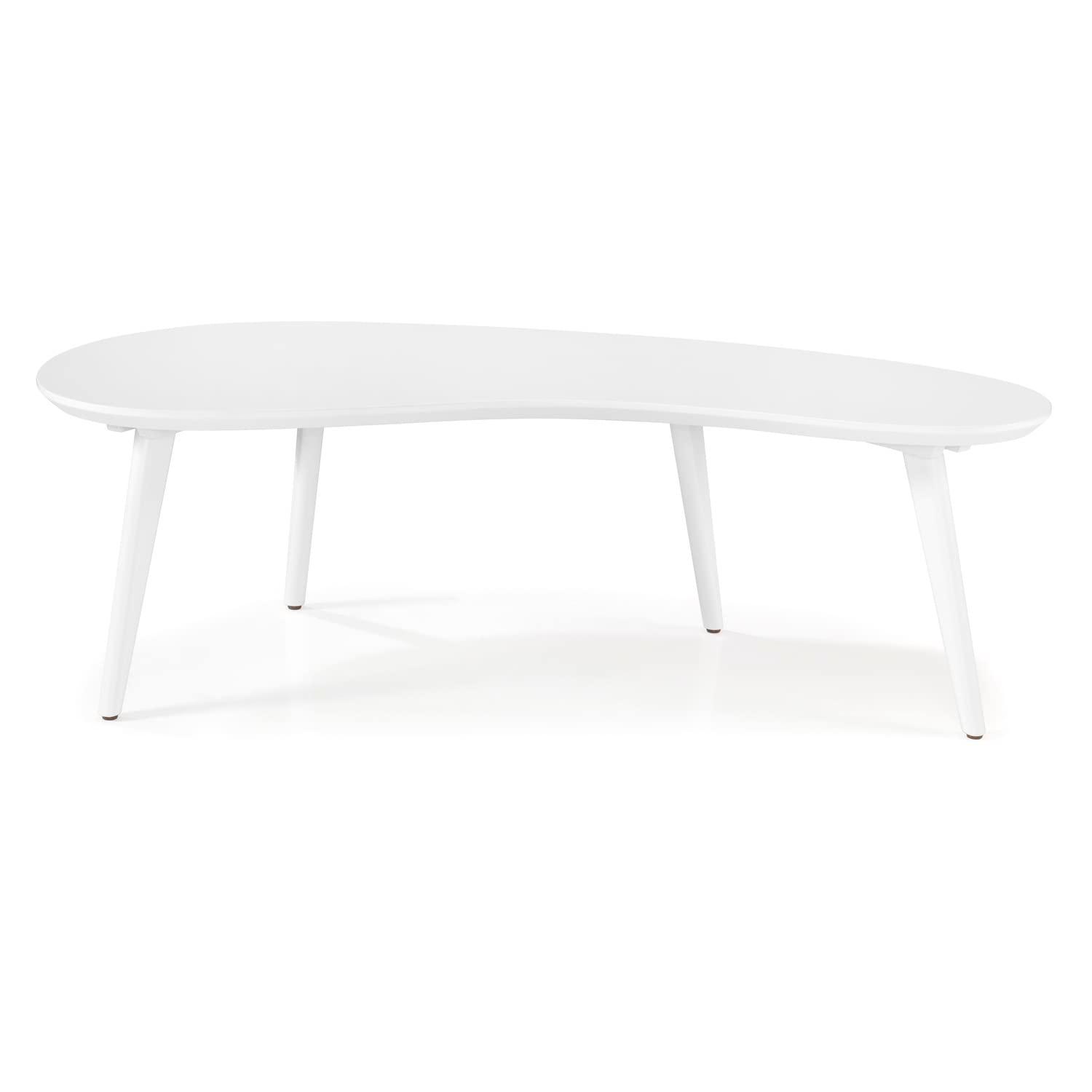 Camaflexi Mid Century Modern Coffee Table Small Tabletop Wood Coffee Desk, White