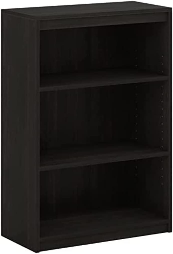 Espresso Adjustable 3-Tier Wood Bookcase