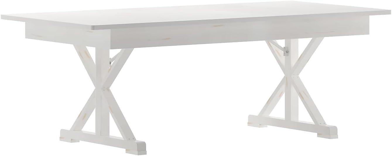 Flash Furniture Eternity Rectangular Solid Pine Farm Dining Table with Folding X-Style Legs