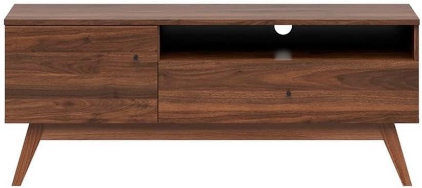 Lifestyle Solutions Westley Mid-Century TV Stand for TVs up to 55" Maximum, Walnut Brown Finish Wood