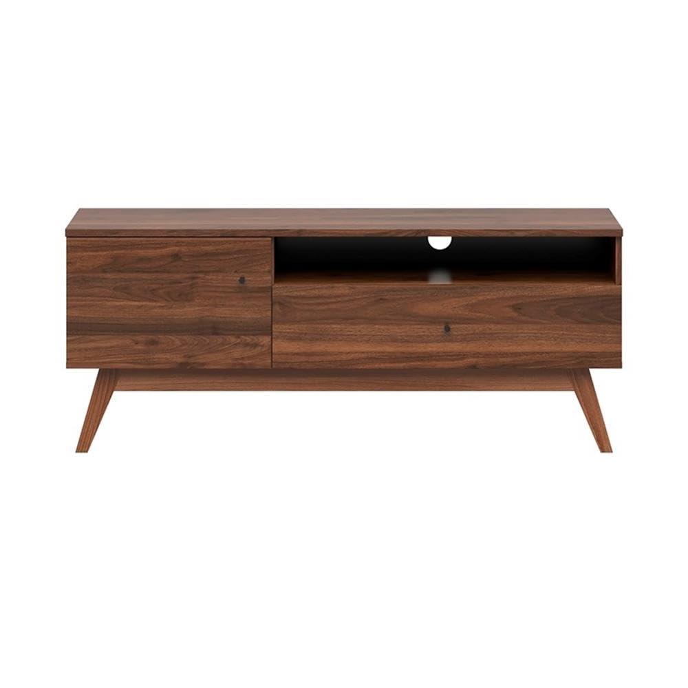 Lifestyle Solutions Westley Mid-Century TV Stand for TVs up to 55" Maximum, Walnut Brown Finish Wood