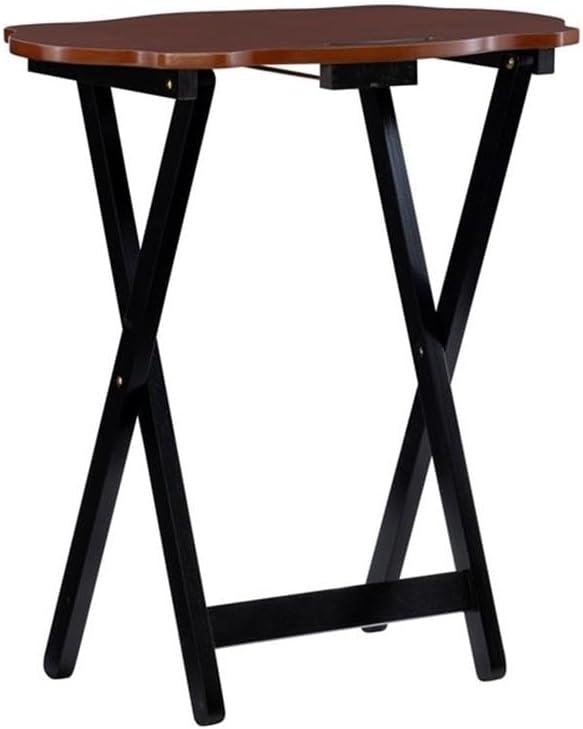 Traditional Five Piece Wood Tray Table Set in Hazelnut and Black, TV Tray, for Bar and Game Room