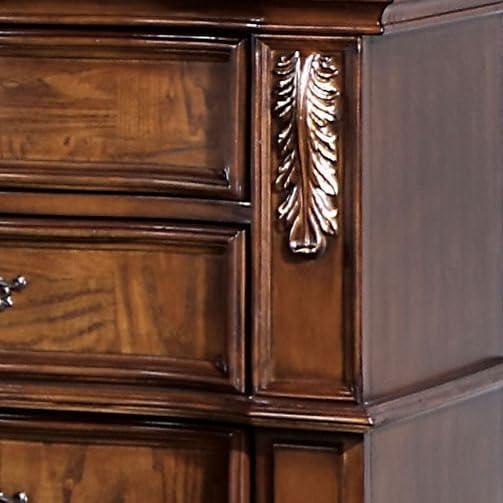 Florence Brown Cherry 3-Drawer Nightstand with Genuine Marble Top