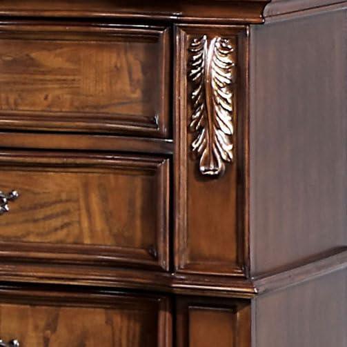 Florence Brown Cherry 3-Drawer Nightstand with Genuine Marble Top