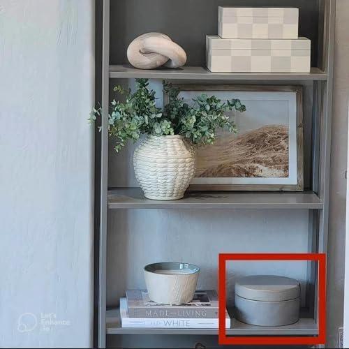 Gray Round Carved Ceramic Storage Box with Lid