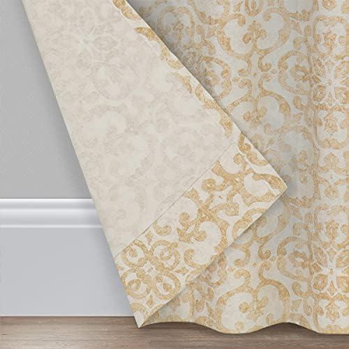 Wheat Semi-Sheer Rod Pocket Cotton Polyester Curtain Set