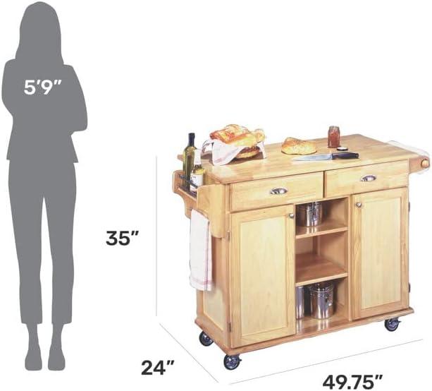 Homestyles General Line Wood Rolling Kitchen Cart in Brown