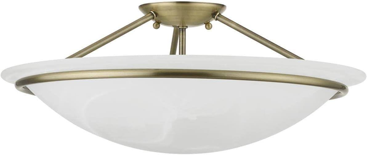 Livex Lighting Newburgh 3 - Light Semi-Flush Mount in  Antique Brass