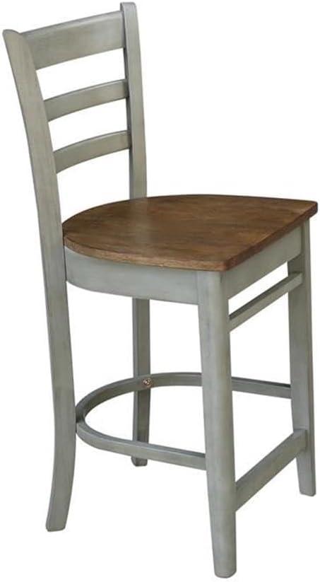 International Concepts Wood Emily Ladder Back Counter Height Stool - 24" Seat Height - Distressed Hickory/Stone