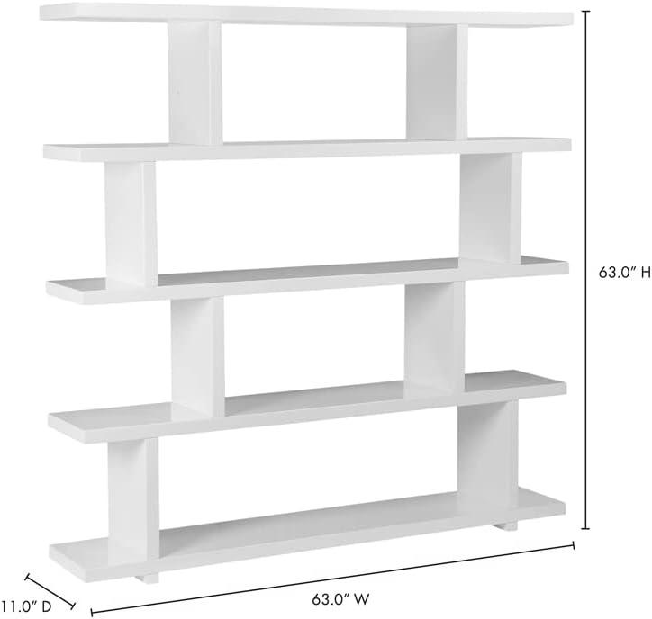 Annora Mid-Century Modern Wide White Bookcase