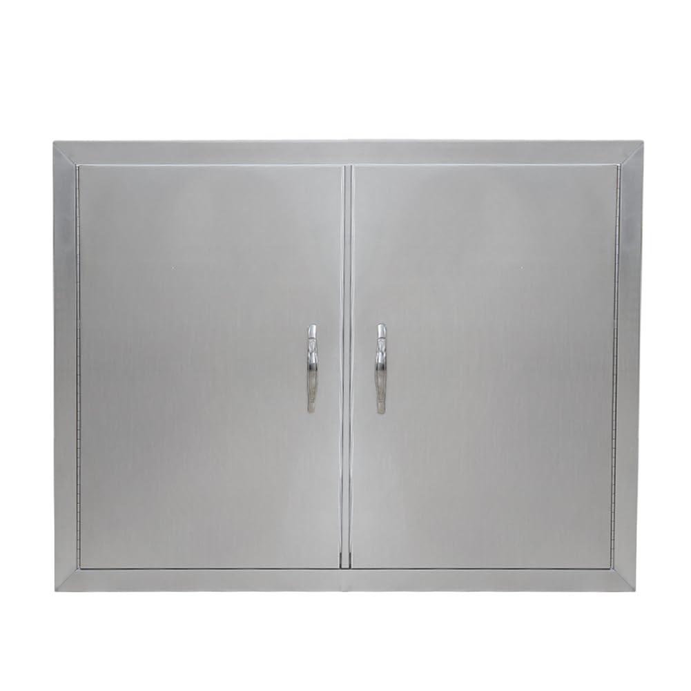 BBQ Access Door 30.5" W x 21" H, Grill Door Double Door Brushed Stainless Steel, Outdoor Kitchen Doors for BBQ Island Grilling Station