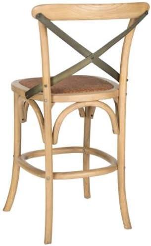 Eleanor Ivory and Black Oak X-Back Counter Stool