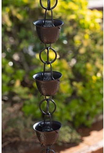 Monarch Rain Chains Aluminum Hammered Cup Rain Chain Replacement Downspout for Gutters