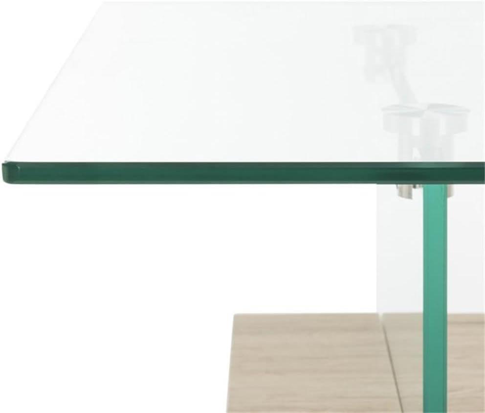 Kayley Coffee Table - Glass/Natural Wood Rack - Safavieh