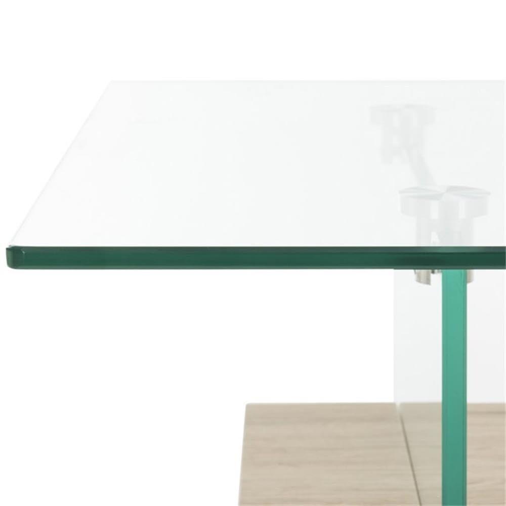 Kayley Coffee Table - Glass/Natural Wood Rack - Safavieh