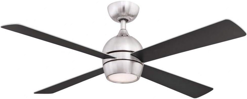 Fanimation Kwad 52 Brushed Nickel Ceiling Fan with LED light