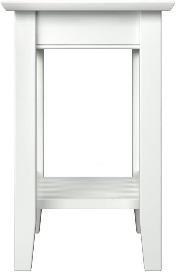 Mission Chair Side Table with Charger Station in White