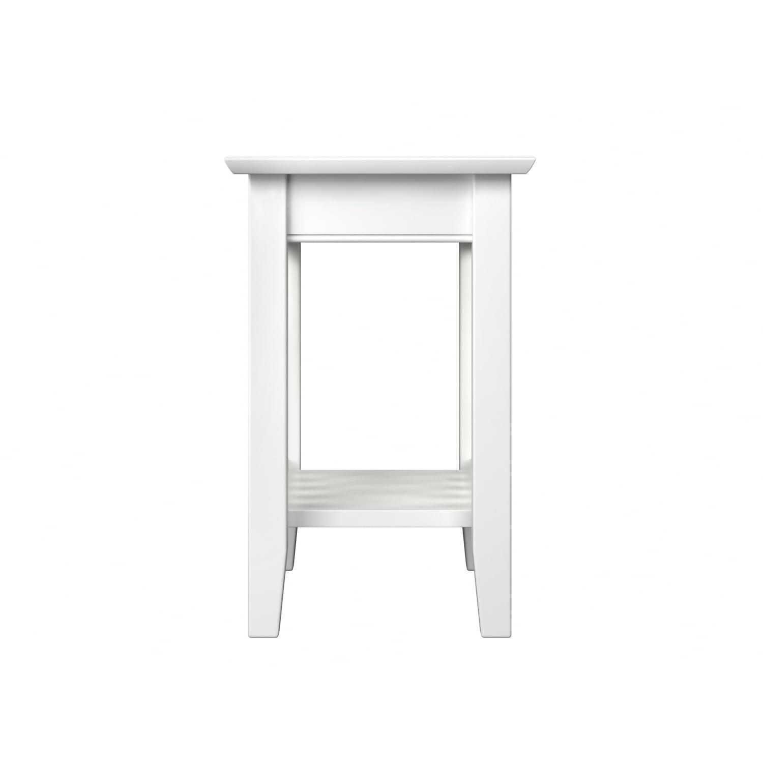 Mission Chair Side Table with Charger Station in White