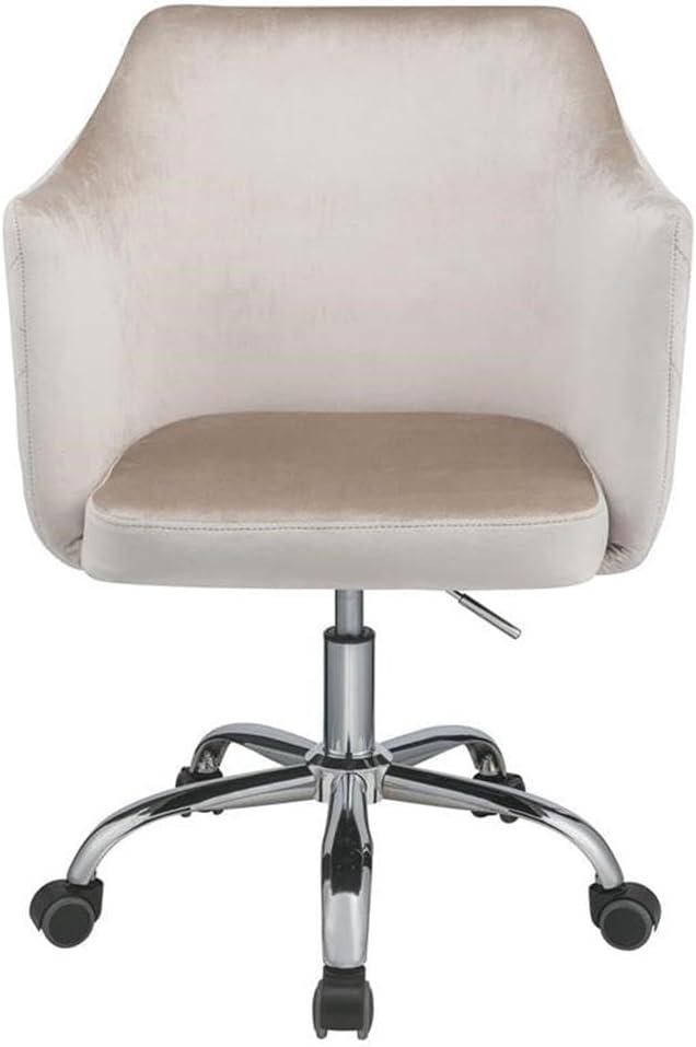 Cosgair Office Chair Champagne Velvet/Chrome - Acme Furniture: Swivel, Adjustable Height, Metal Frame