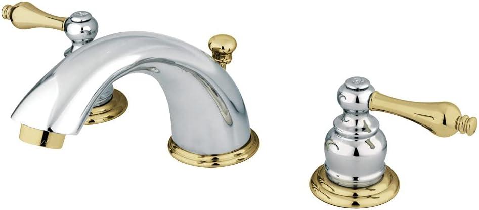 Kingston Brass KB974AL Victorian Widespread Bathroom Faucet, Polished Chrome/Polished Brass