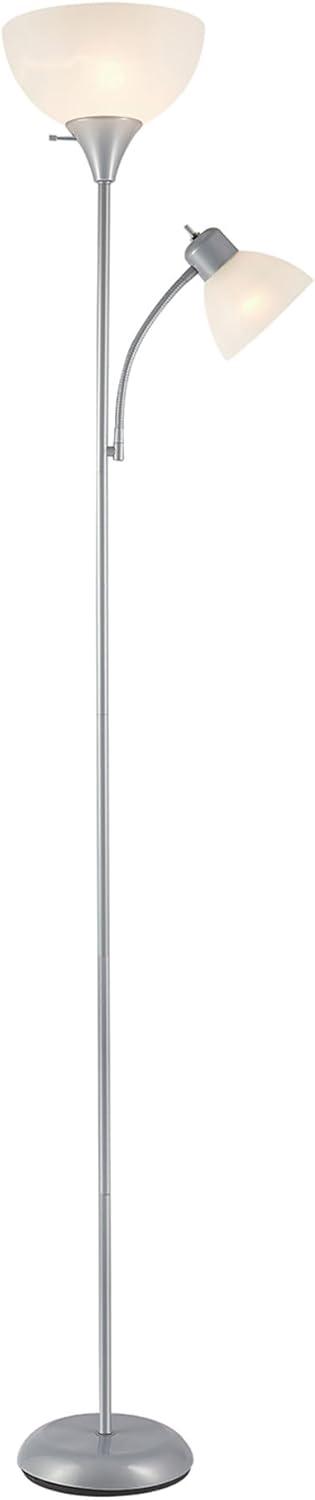 Globe Electric Delilah 72" Silver Torchiere Floor Lamp with Reading Light