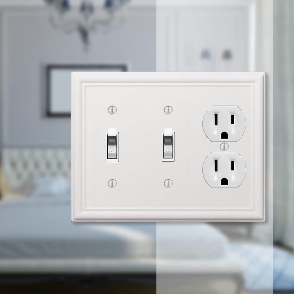 Amerelle 149TTDW Chelsea Wallplate, 2 Toggle, Steel, White, 1-Pack