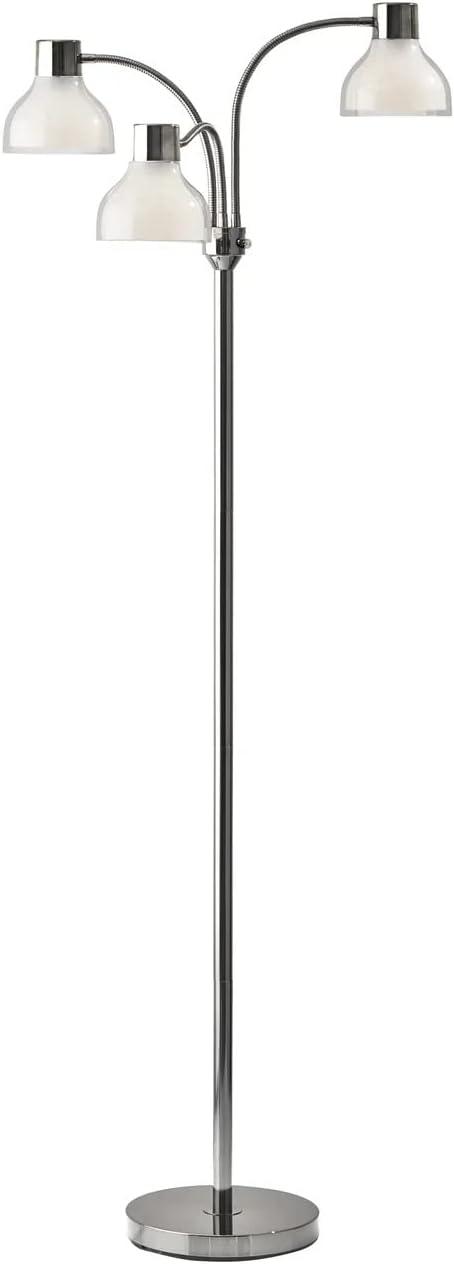 69" 3 Arm Presley Floor Lamp Light Silver - Adesso: Adjustable Gooseneck, ETL Listed